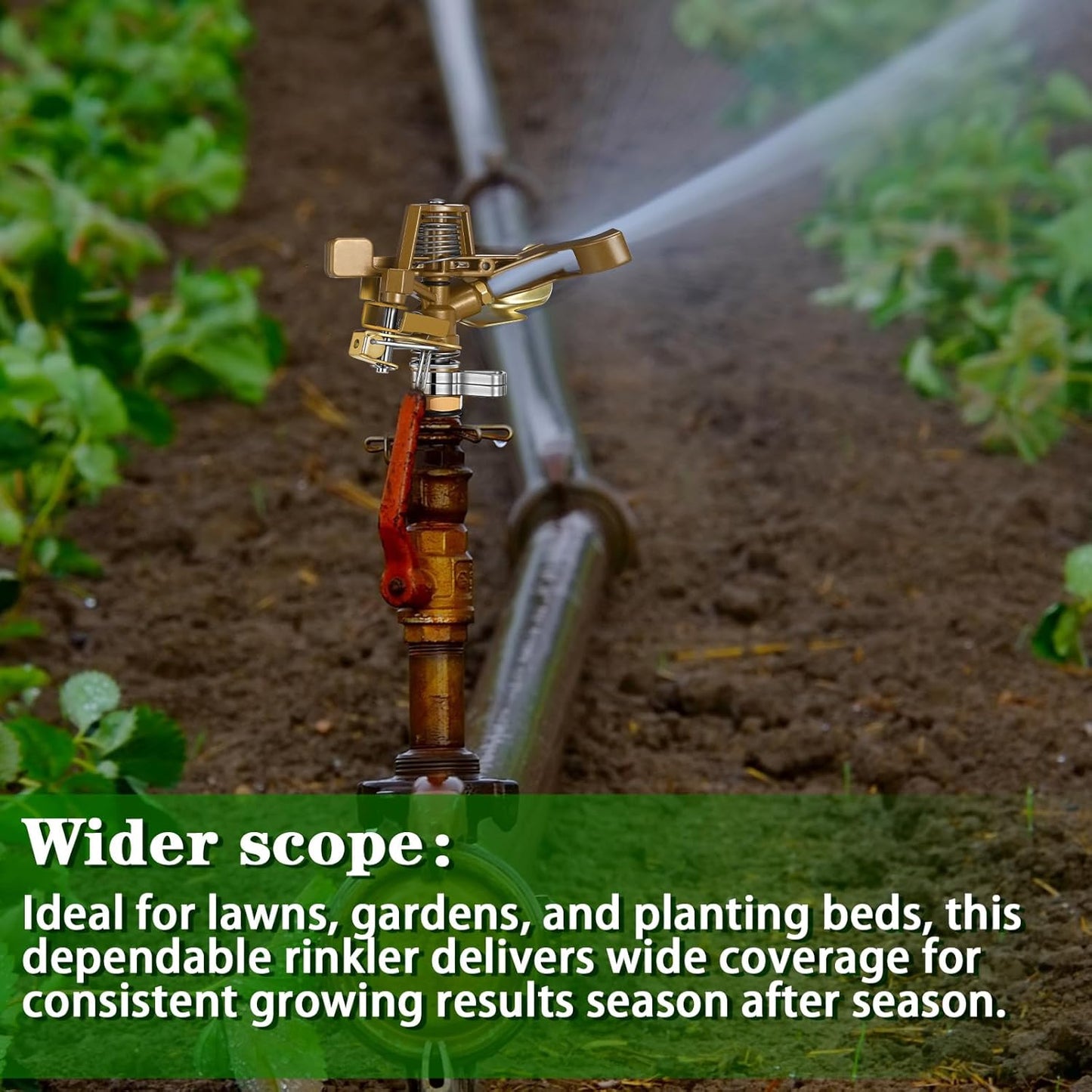Ferraycle 3 Pieces 1/2 Inch Brass Impact Sprinkler Head with Nozzles Heavy Duty Adjustable 0-360 Degrees Impulse Sprinkler Head Lawn Watering for Yard Irrigation