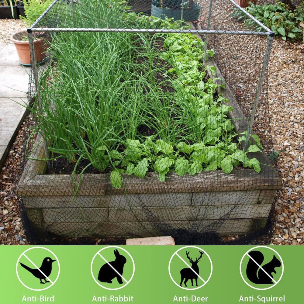 Bird Netting 15x40 Ft, 1/2In Mesh Heavy Duty Garden Netting Pest Barrier for Plants, Fruit Trees, Vegetables, Extra Strong Woven Mesh Netting, Animal Fencing Against Birds, Deer, Poultry