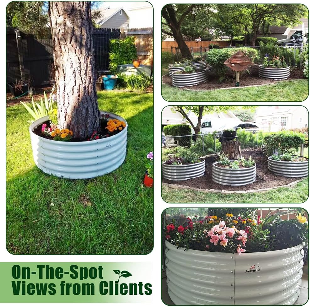 ANLEOLIFE 6-Pack Galvanized Deep Root Raised Garden Beds - 4X4ft & 8X4ft & 6X2ft Sizes - Outdoor for Vegetables, Flowers, Herbs