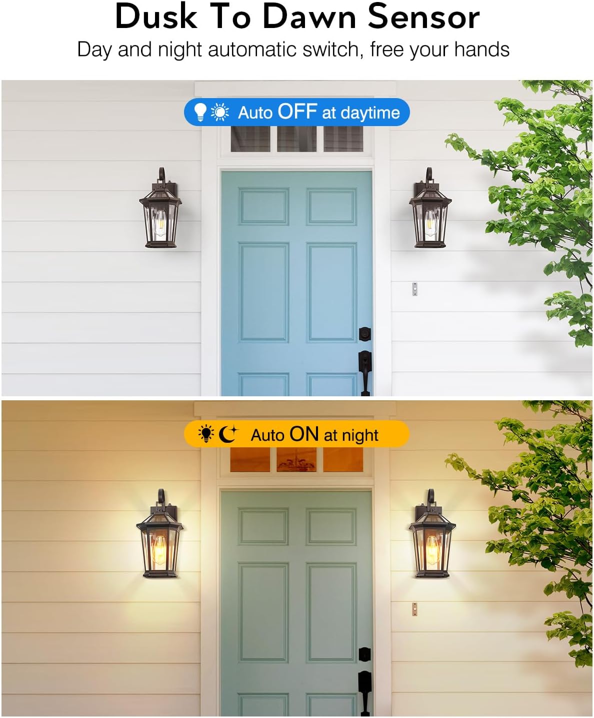 VIANIS 2-Pack Oil Rubbed Bronze Outdoor Lights Wall Mount, Dusk to Dawn Wall Lights for House Outside, Aluminium Modern Porch Lights Sconce, Exterior Wall Lantern Fixture with Waterproof, Anti-Rust