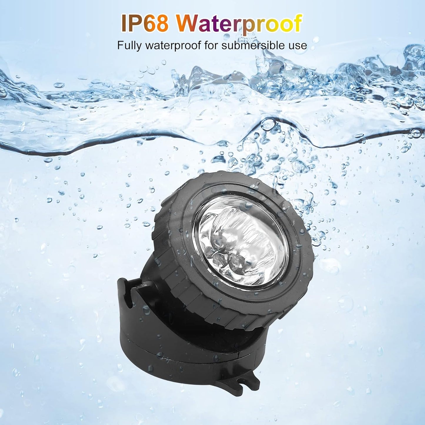 RGB Pond Lights with Timer, LED Underwater Submersible Colorful Landscape Spotlights, 98ft Remote Control IP68 Waterproof Fountain Lights for Fish Aquarium Tank Garden Yard Pool (Set of 2)