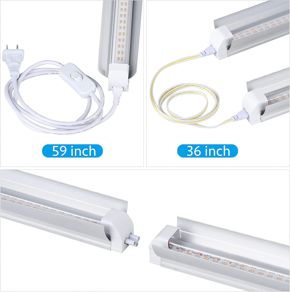 Grow Light for Indoor Plants, 4ft T8, 270W (6 x 45W), Super Bright Full Spectrum Sunlight LED Grow Lights, 6-Pack