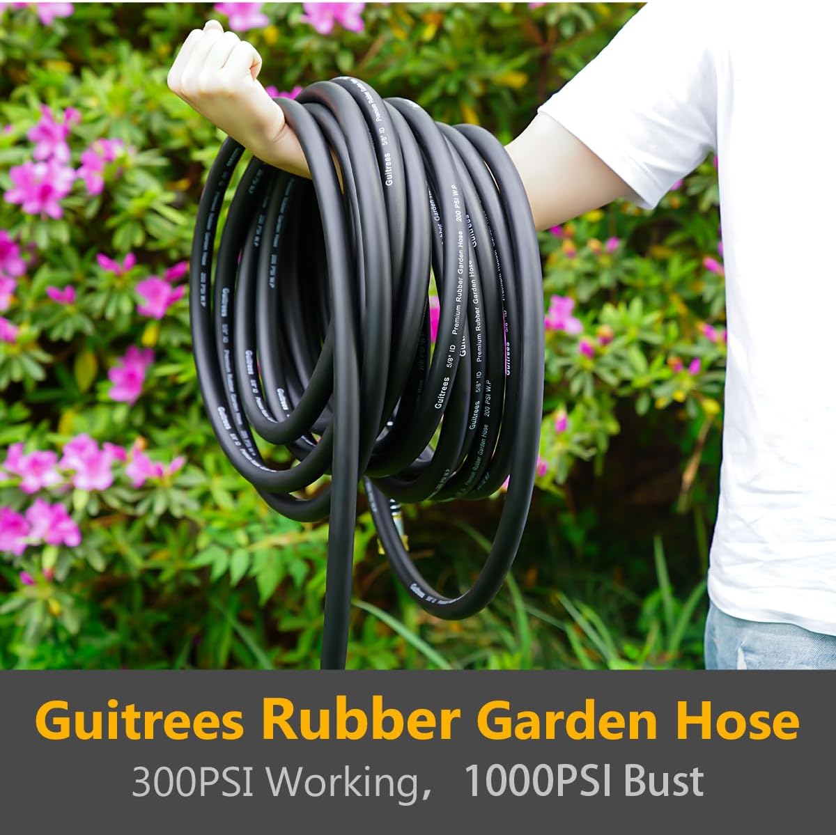 Leader Garden Hose 15ft x 5/8", Heavy Duty Short Water Hose, Female to Female Fittings, Five Layered Braiding for Durability, 1000PSI Burst, 200PSI Working (Black)