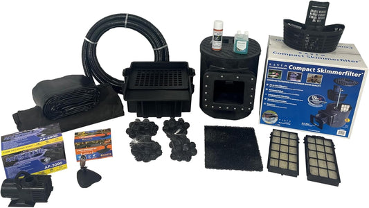 HALF OFF PONDS Savio Select 3,000 GPH Submersible Pump Pond Kit with 15' x 15' PVC Plastic Pond Liner for Water Garden & Koi Pond
