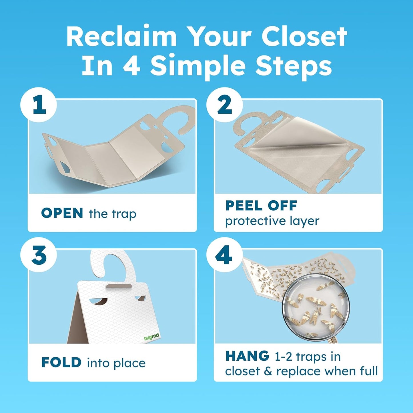 Clothes & Pantry Moth Traps (6 Count) – Sticky Glue Pheromone-Based Repellent for Closets, Cabinets & Wardrobes – Non-Toxic - White