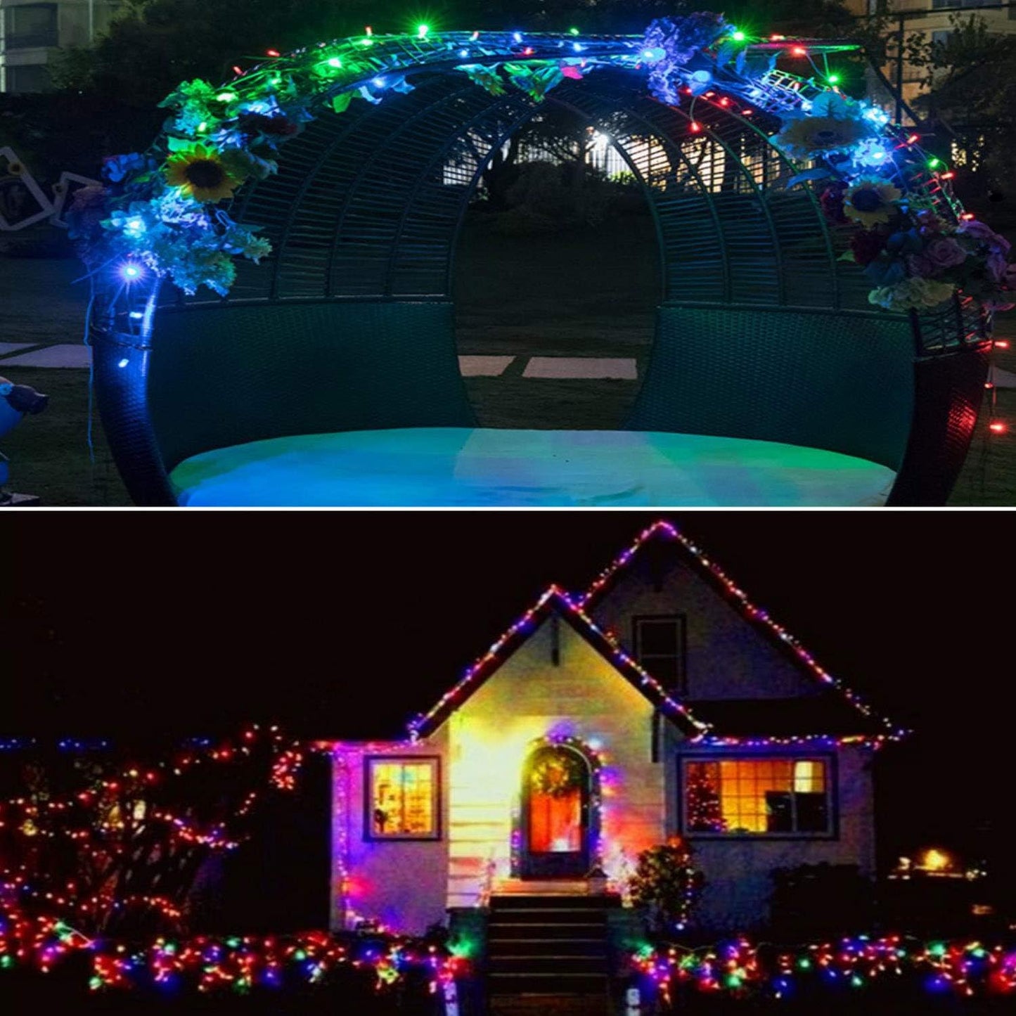 2 Pack 200 LED Solar String Lights, 85.2ft 8 Modes Solar String Lights for Outside, Waterproof and Solar Powered Outdoor String Lights for Holiday Christmas Yard Garden Tree Wedding Party (Multicolor)