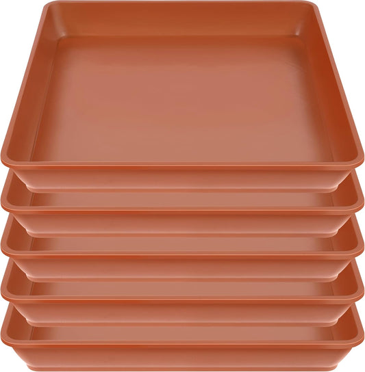 5 Pack Square Plant Saucer 14 Inch, Large Plant Saucers for Pots, Durable Plastic Plant Trays Plant Pot Saucers, Square Planters for Indoors and Outdoors Plants.