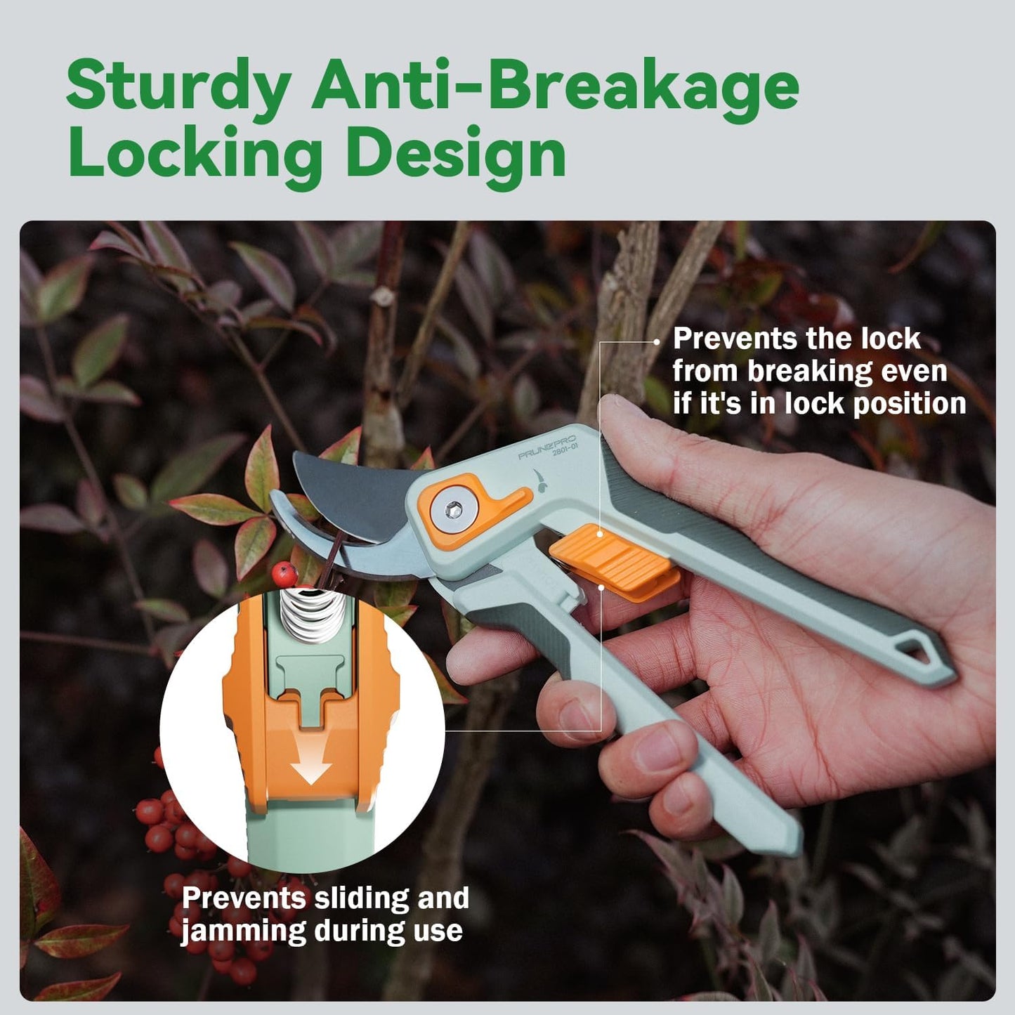 PrunePro Pruning Shears for Gardening Professional Bypass Hand Pruner Up to 1 Inch Cut Capacity Sharp Stainless Steel Blade Garden Scissors Plant Flower Garden Clipper 1 Pack