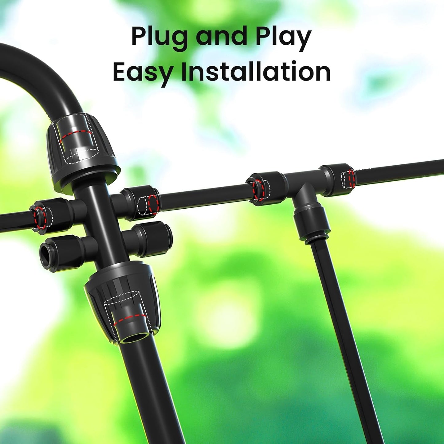 MIXC 230FT Quick-Connect Drip Irrigation System Kit, Automatic Garden Watering System with 1/4" & 1/2" Fast-Lock Tubing - Adjustable Nozzles & Sprinklers for Garden, Greenhouse, Lawn, Potted Plants