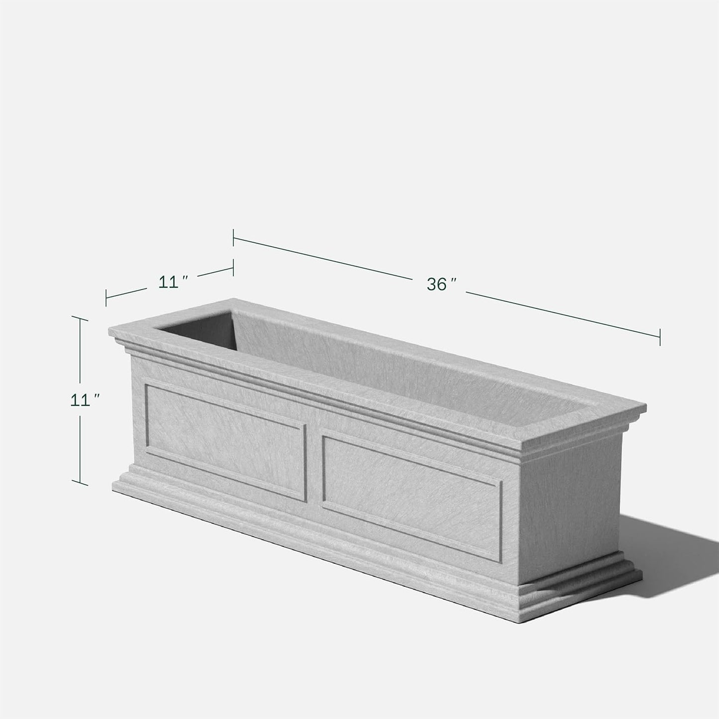 Veradek Brixton Window Box Plastic Planter - Large Rectangular Planter for Outdoor Balcony/Windowsill | Crack-Resistant All-Weather | Classic Estate Design for Flowers, Herbs, Succulents