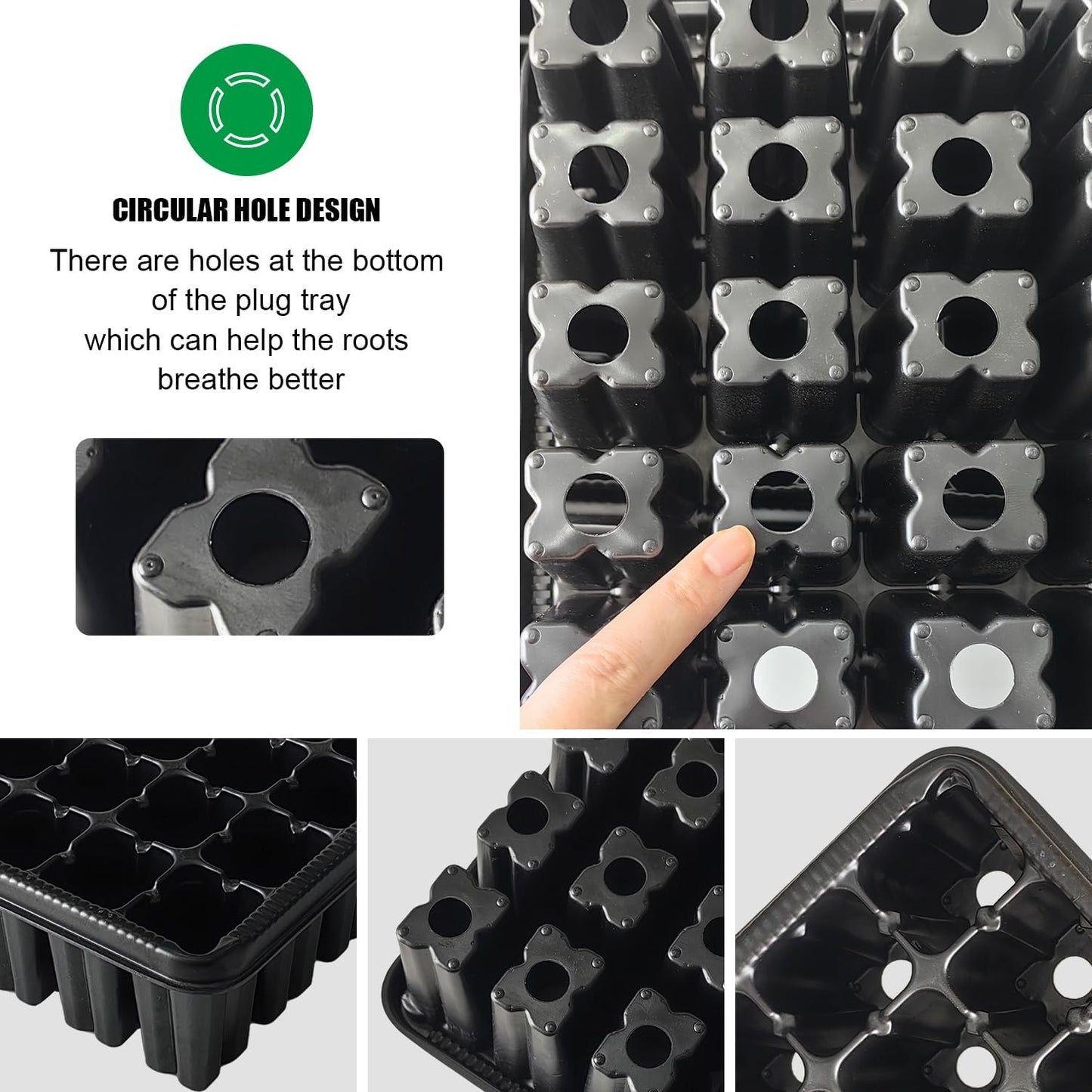 54 Cell Seed Starter Trays, 2.8" Deep Plug Tray Seedling for 1015 Nursery Tray, Super Thick Reusable Trays for Easy Transplantation (11.14inch ×14.6 inch, 5-Pack)