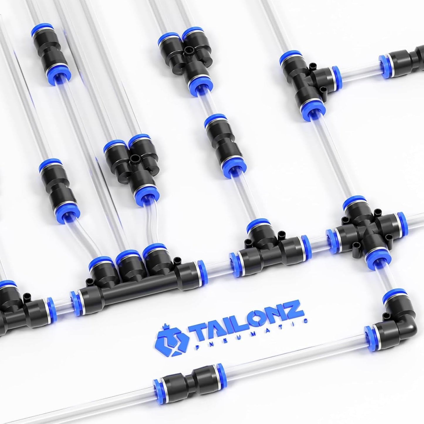 TAILONZ PNEUMATIC 6mm od Push to Connect Fittings Pneumatic Fittings Kit 2 Spliters+2 Elbows+2 tee+2 Straight (8 pcs)