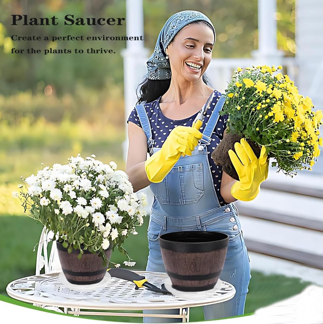 6 Pack Clear Plant Saucer 8 inch, Heavy Duty Plastic Plant Water Tray, Planter Saucers, Flower Pot Tray, Planter Tray, Bird Bath Bowls, Water Trays for Plant Pots 7"/8" (Clear)