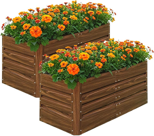 Raised Garden Bed, Raised Beds for Gardening Outdoor for Vegetables and Flowers Ground Planter Box, Galvanized Metal Planter Grow Garden Box,4X2X2ft