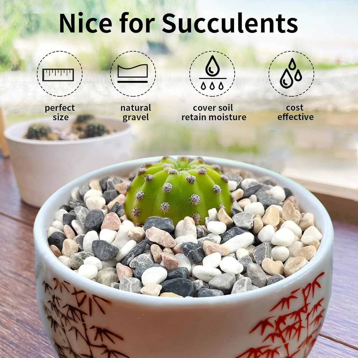 10 lbs Pebbles for Landscaping, 3/8 Inch Pea Gravel Decorative River Rocks for Succulent, Cactus, Vases, Terrarium, Aquarium, Potted Top Dressing and Outdoor Garden