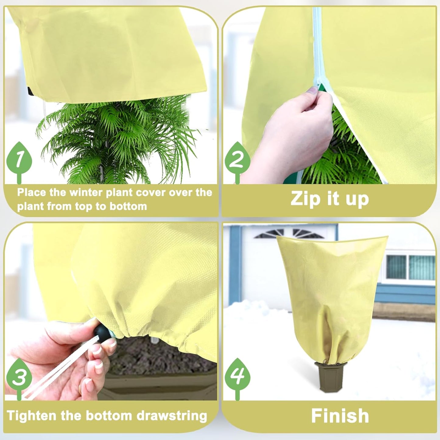 DQS 4 Pack Plant Covers Freeze Protection, 31.4" x47.2" Winter Frost Protection Blankets Frost Cloth,Suitable for Outdoor Winter Frost, Cold Weather, shrubs, Trees, Jackets, and coverings