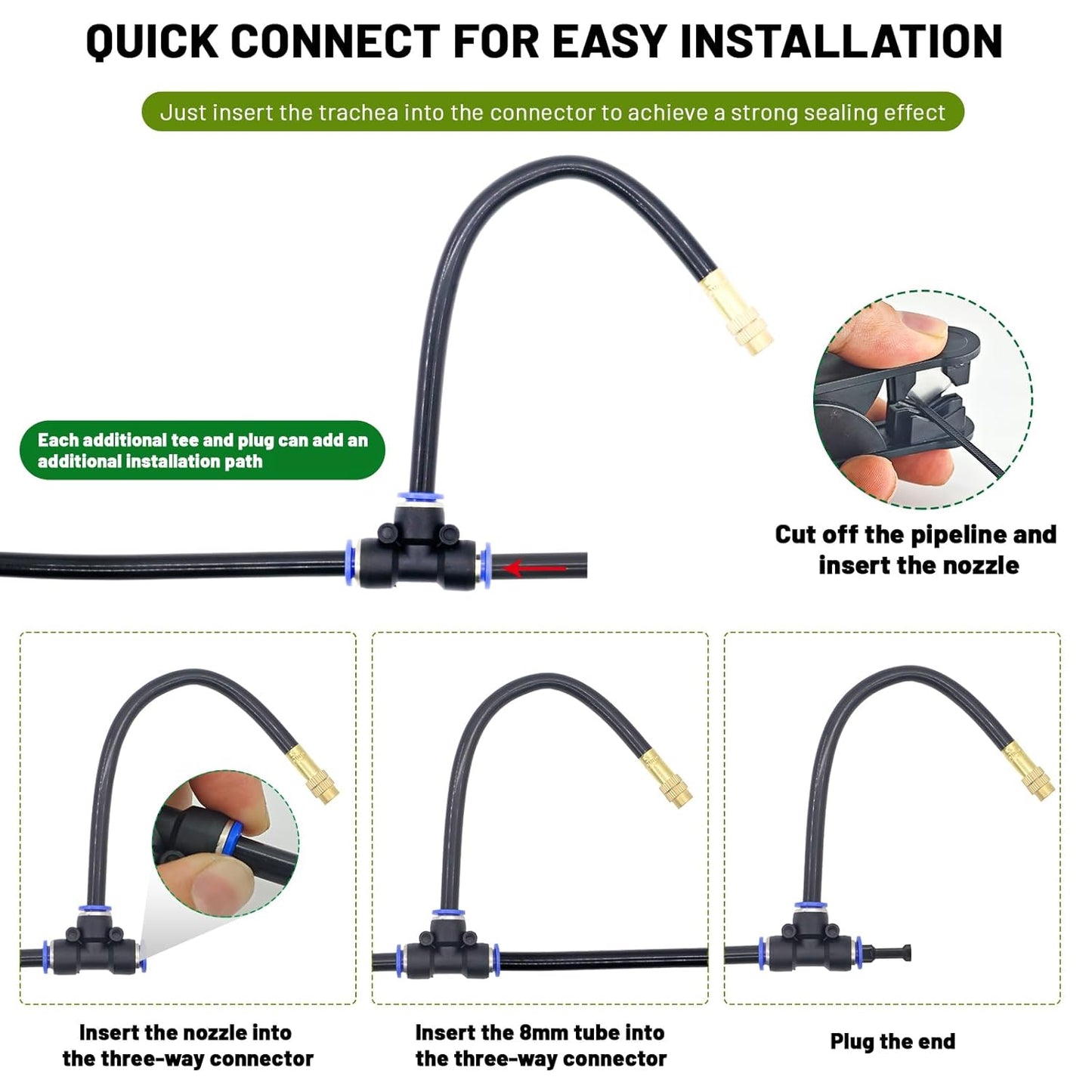 360° Adjustable Drip Irrigation System - 40FT Garden Watering System with 13 Nozzles, Garden Irrigation System, Greenhouse Accessories, Atomizing System for Yard, Lawn, Plants, 5/16 inch Hose