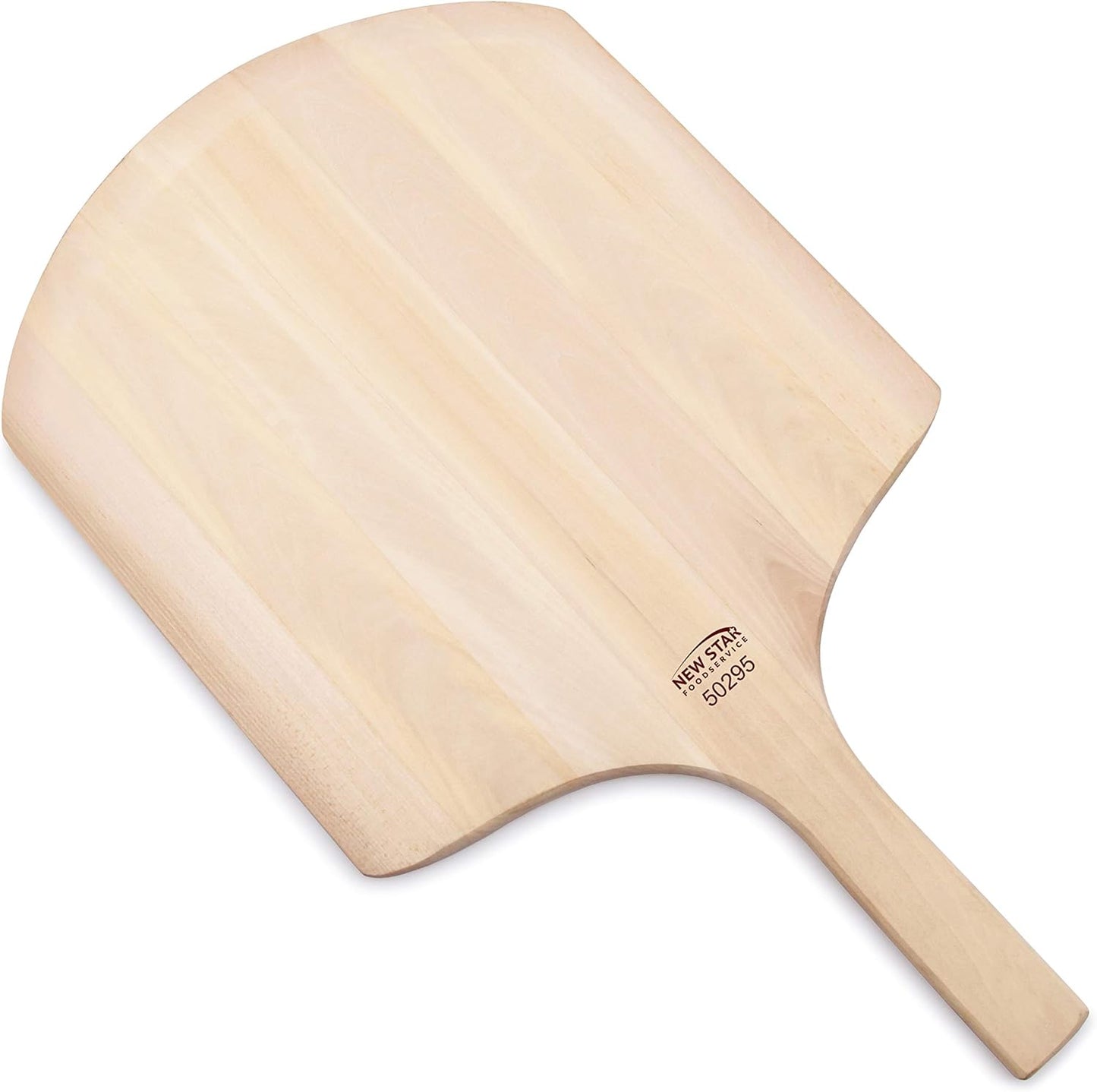 New Star Foodservice 50295 Restaurant-Grade Wooden Pizza Peel, 16" L x 14" W Plate, with 10" L Wooden Handle, 24" Overall Length