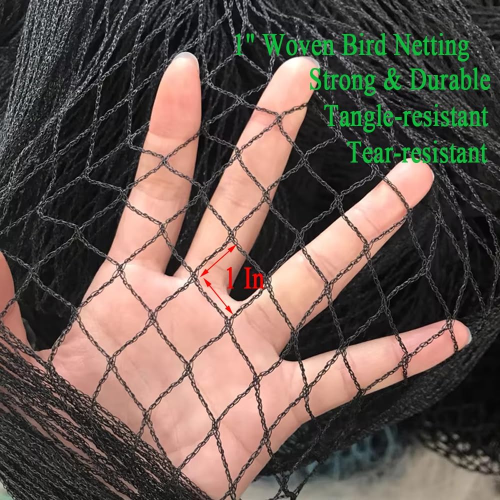 25X50 FT Bird Netting for Chicken Coop, 1 in Mesh, Woven Chicken Netting Roof Mesh Cover Garden Protection for Vegetables, Blueberry, Strawberry Plants, Fruit Trees.