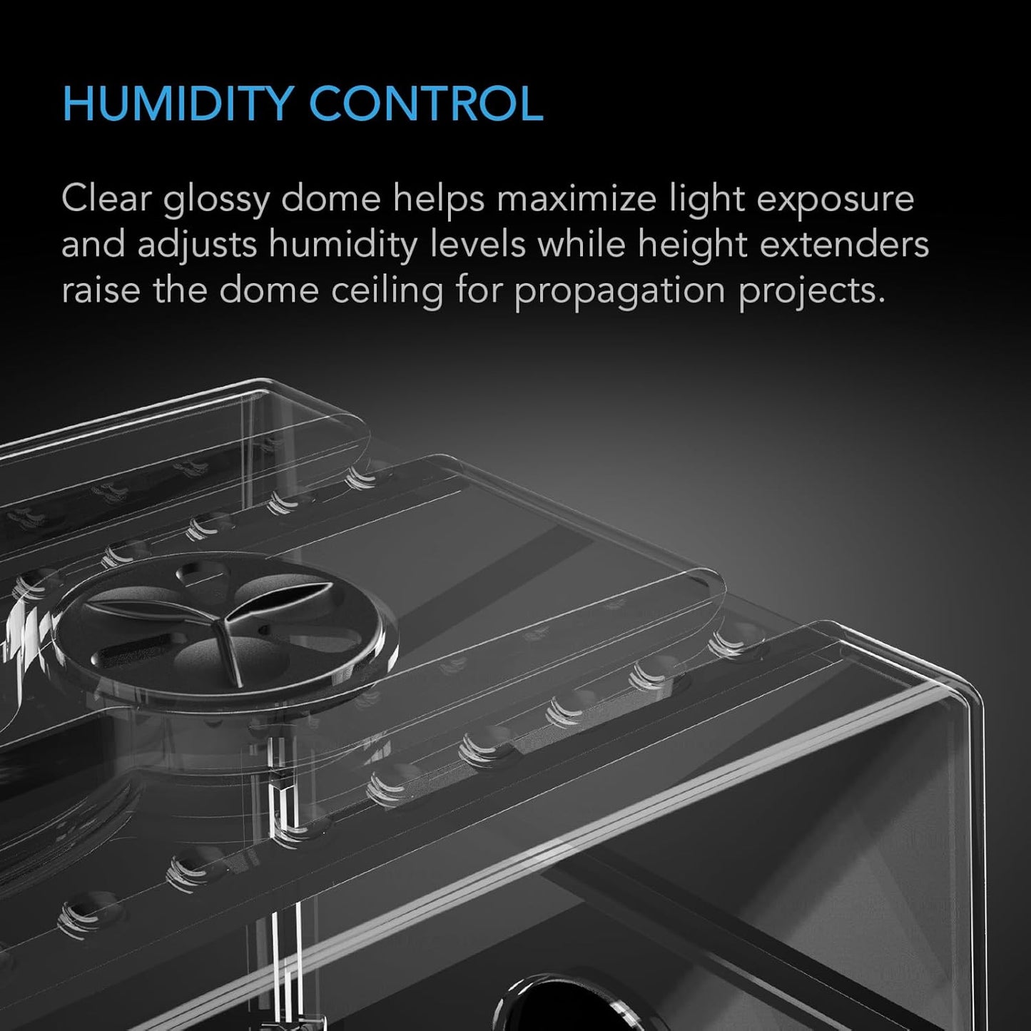 AC Infinity Large Humidity Dome, Heavy-Duty Germination Kit with 3 mm Thick Clear Dome, Sturdy Drip Tray, 6x12 Cell Seedling Tray, and Vented Height Extension Panels, for Seed Starting, Cloning Plants