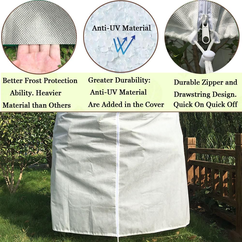 Plant Covers Freeze Protection 3 Packs 45" x40" 2.2oz Tree Covers Frost Plant Covers Freeze Cloth for Outdoor Plants with Zipper Drawstring