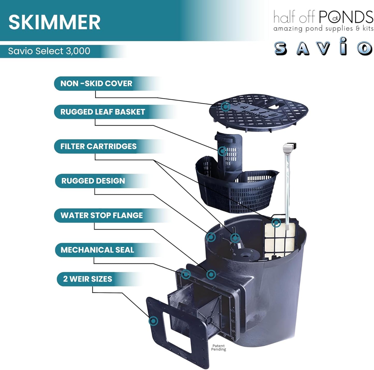 HALF OFF PONDS Savio Select 3,000 GPH Submersible Pump Pond Kit with 10' x 15' PVC Plastic Pond Liner, UV Clarifier for Water Garden & Koi Pond