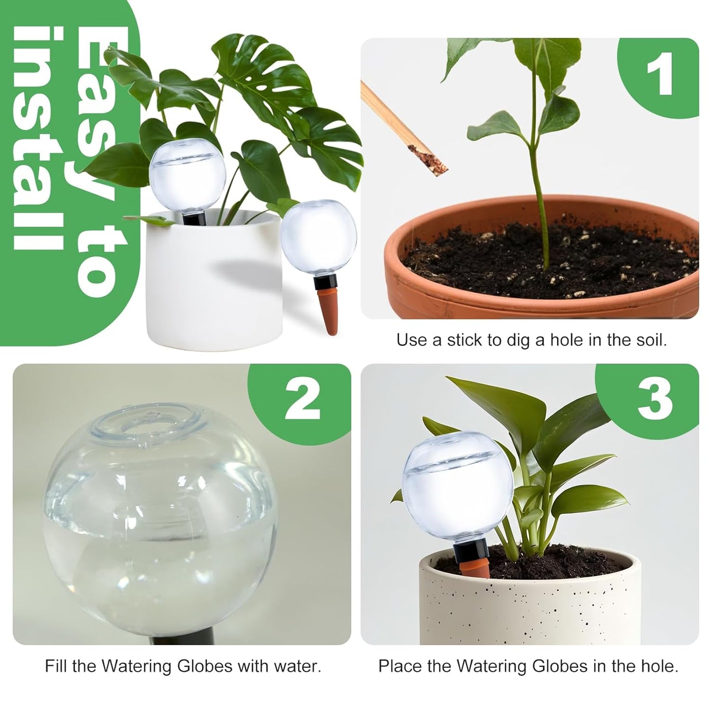 2 Pack Plant Watering Globes 17oz Self Watering Planter Insert Indoor/Outdoor Plant Watering Devices for Automatic Drip Irrigation
