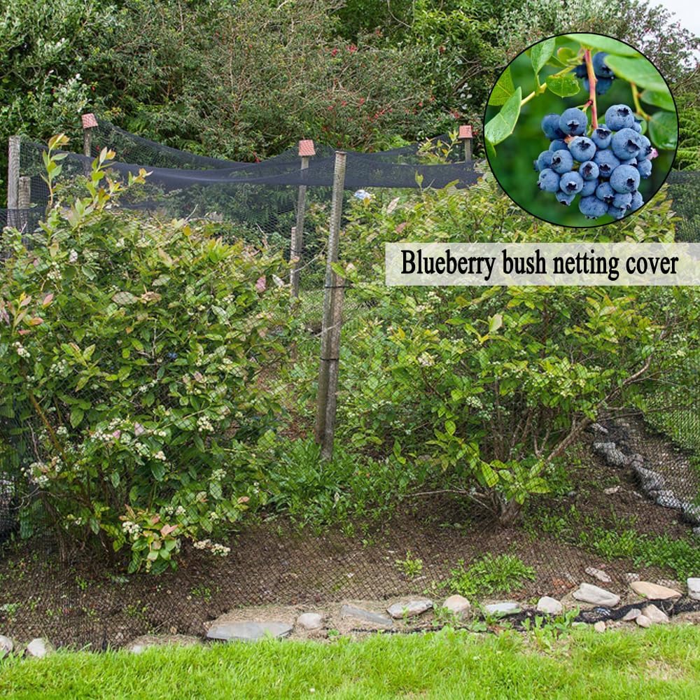 Junflying Bird Netting, 20x40 FT – 1/2" Mesh, Woven Black Netting for Garden Protection with Ties, Protects Vegetables, Fruit Trees, Blueberry Bushes & Strawberry Plants