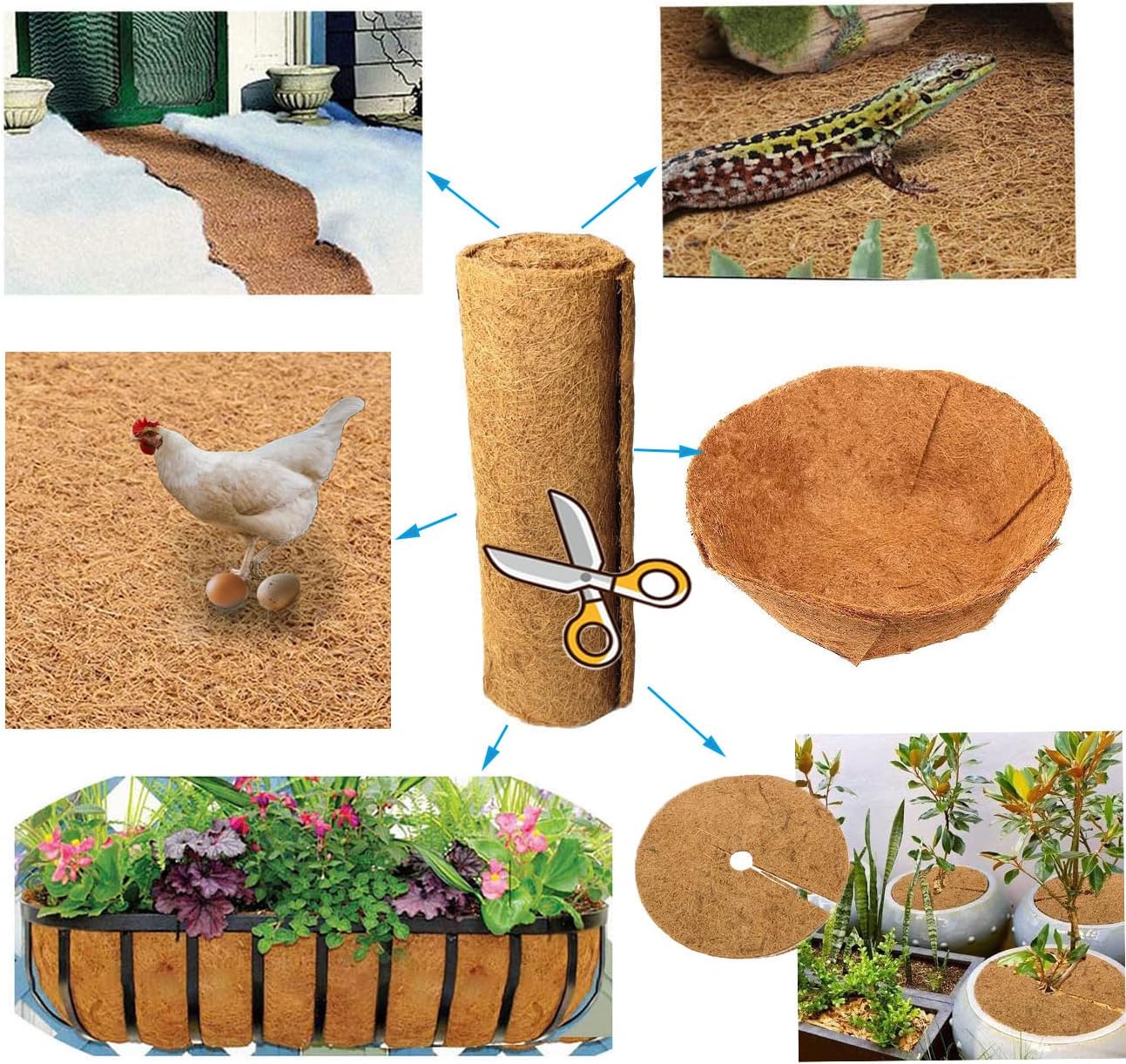 12x120 inch Natural Coco Liner Roll Coconut Coir Liner Sheets Coco Mat for Planter Window Box Flower Basket Garden Decoration Animal Pet Pad Liner