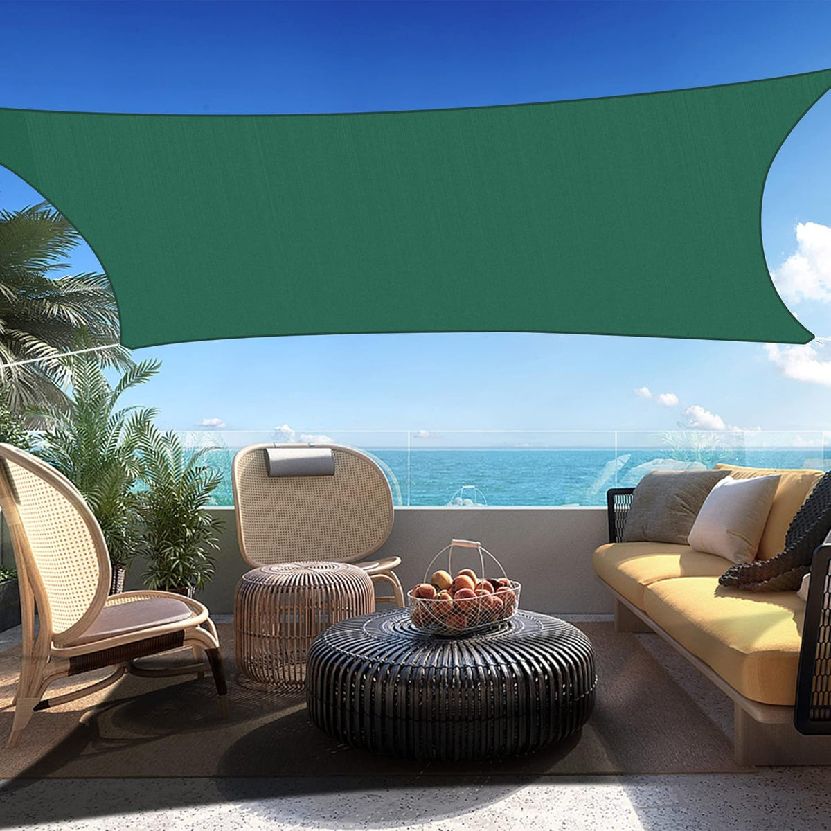 22' x 23' Green Rectangle Sun Shade Sail SSP1212 Canopy Durable Fabric UV Block Awning We Make Custom Orders