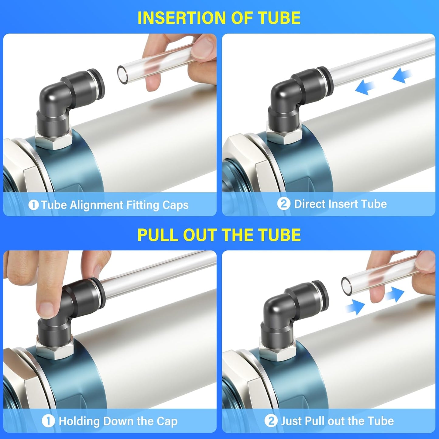 TAILONZ PNEUMATIC Elbow and Straight Combination 6MM Tube OD x 1/8 Inch NPT Thread Push to Connect Fittings PC6-N1+PL6-N1(Pack of 12)