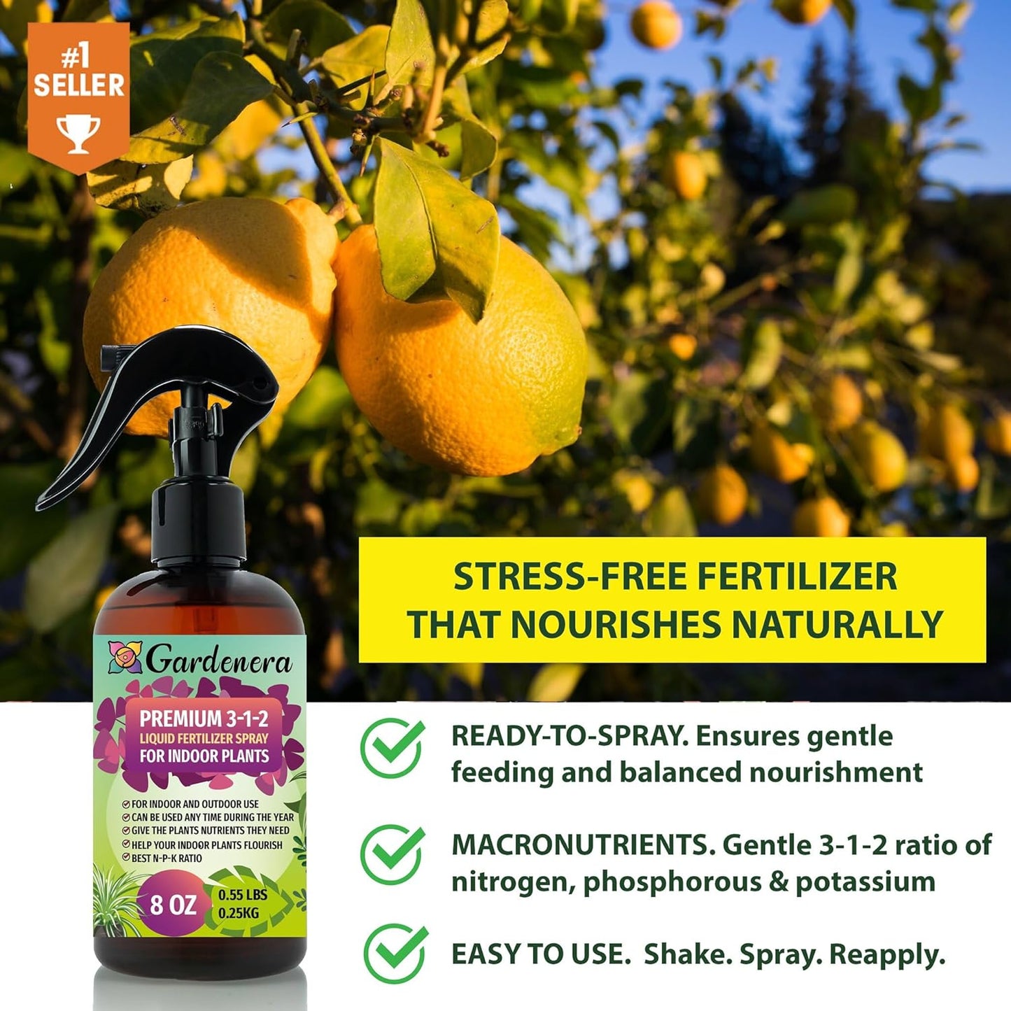 Professional Olive Tree Spray Fertilizer Mist for Home Gardening | 3-1-2 Gentle Blend Mist for Healthy Leaves & Growth | Essential Nutrients for Olive Trees - 8oz