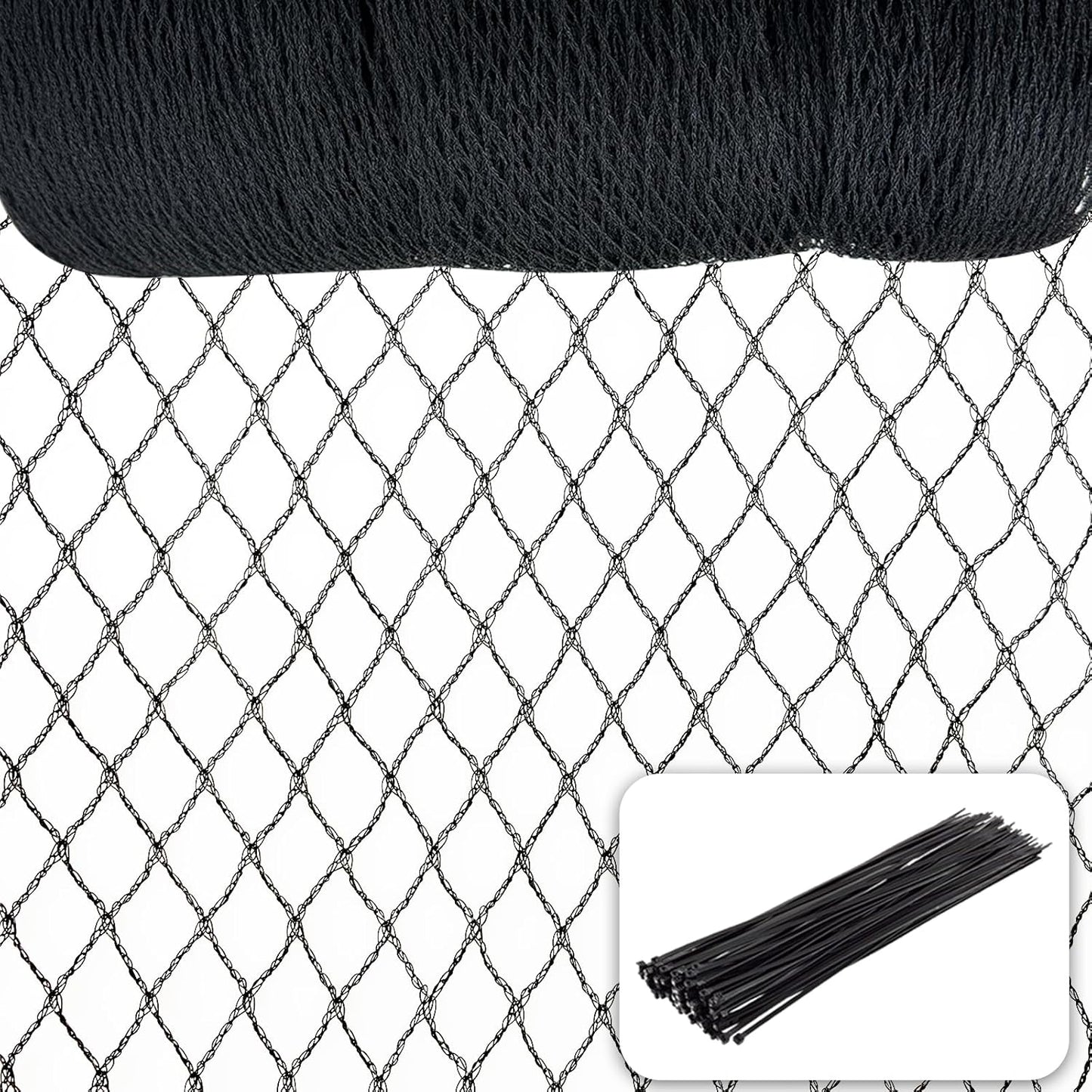 Bird Netting，15 x 15 FT Garden Netting Bird Net for Chicken Coop, Poultry Netting Fence for Fruit Trees, Plants and Vegetables Against Birds, Deer, Squirrels and Other Animals