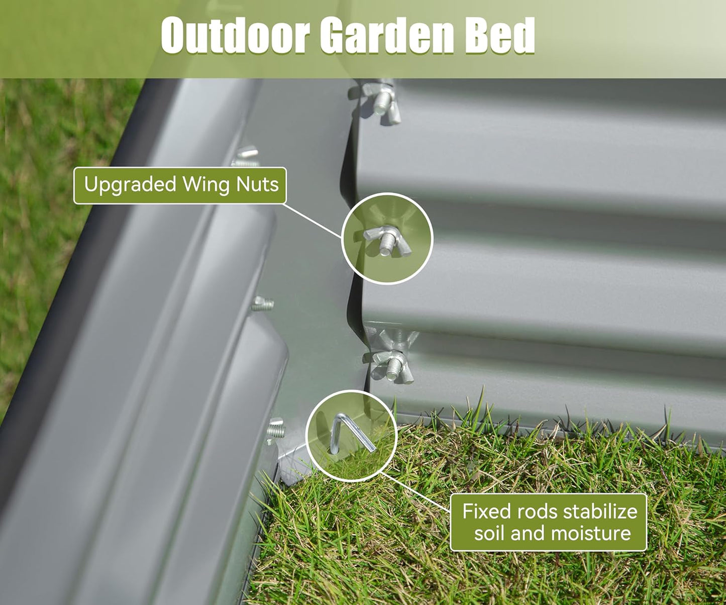 Domi Galvanized Raised Garden Bed, Outdoor Planter Garden Boxes Large Metal Planter Box for Gardening Vegetables Fruits Flowers, Silvery (8x4x1ft)