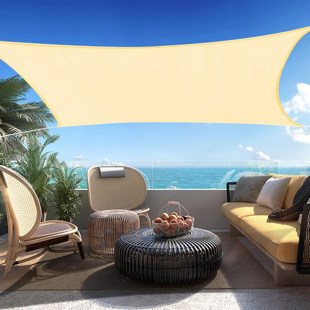 15' x 24' Beige Rectangle Sun Shade Sail SSP1212 Canopy Durable Fabric UV Block Awning,We Make Custom Orders
