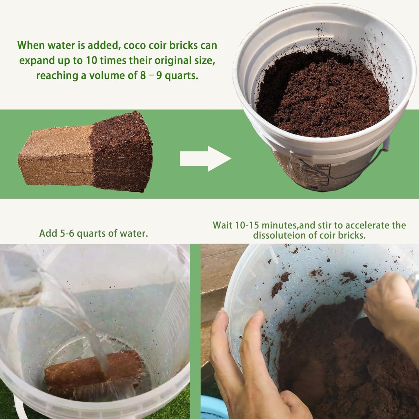 CJGQ Coco Coir for Organic Coconut Coir- 24 Pack Coco Coir Brick- Coconut Soil with Low EC & pH Balance-Coco Fiber for Herbs& Flowers- High Expansion-Renewable Coco Soil for Planting