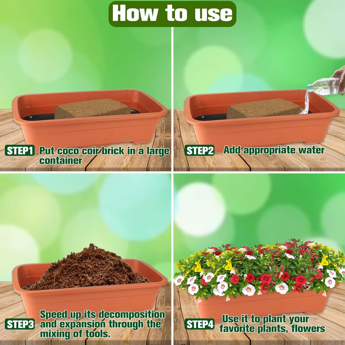 ZeeDix 10 Pack Premium Coco Coir Brick, Organic Compressed Coconut Coir Bricks Seed Starter Potting Soil for Plants, Coconut Fiber Substrate with Low EC & pH Balance for Gardening Flower Herbs