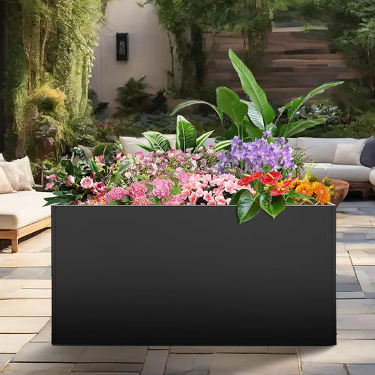 Metal Planter Box, Planter Boxes Outdoor Heavy Duty, Rectangular 3 Tier Adjustable Height Outdoor Planter, Galvanized Steel Plant Box, Garden Planter for Plants and Flowers, 38'' L x 16'' W x 20'' H