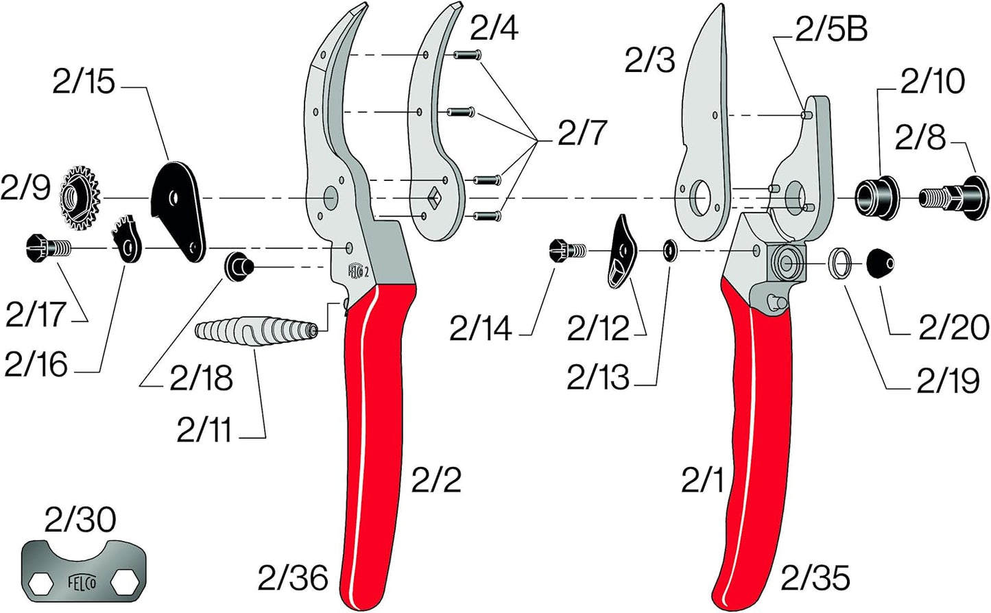 Felco F2 Pruning Shears – 9.25" Swiss-Made Garden Clippers for Professional Pruning | Hand Pruners for Gardening | Garden Tool Cutter with Precision Bypass Blade, Aluminum Body, Replaceable Parts