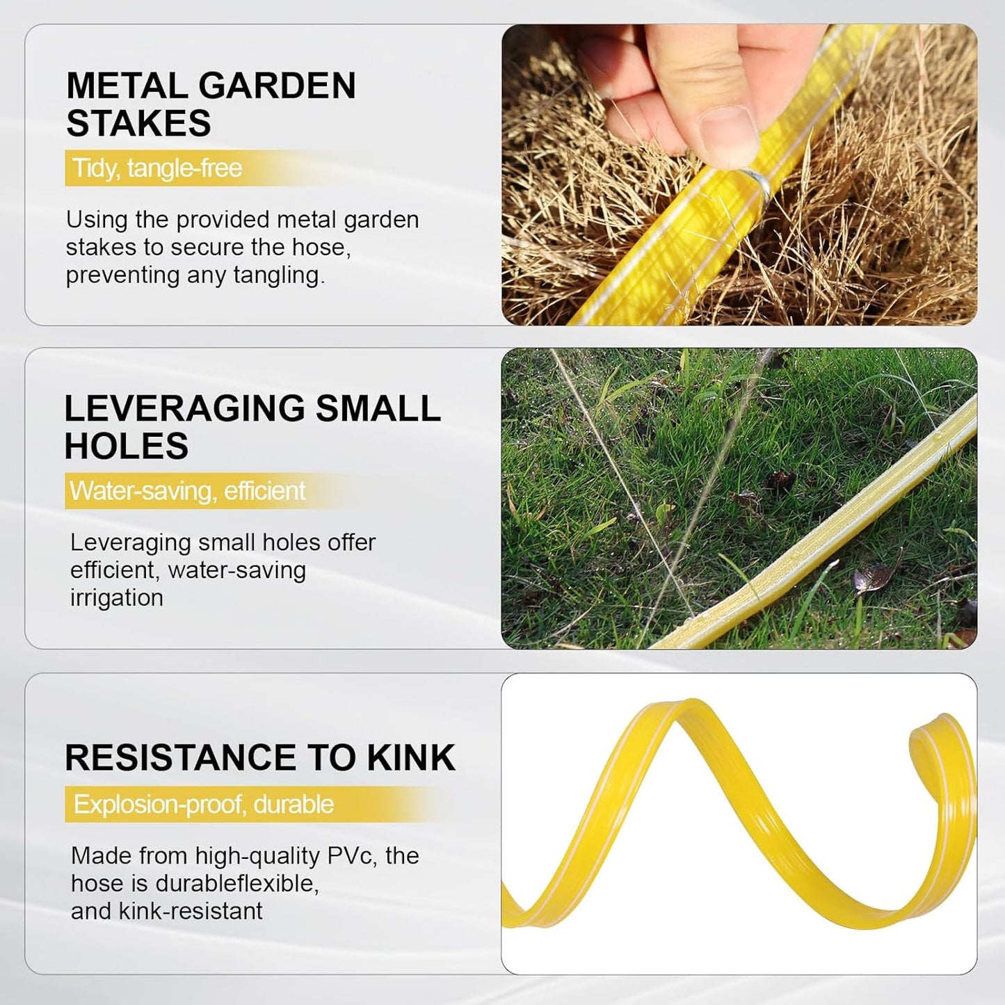 Sprinkler Hose 15 ft 4-Pack, Flexible Short Sprinklers Soaker Hose 60 ft for Yard, Lawn Drip Irrigation Hose System for Garden Watering (15 ft 4-Pack)