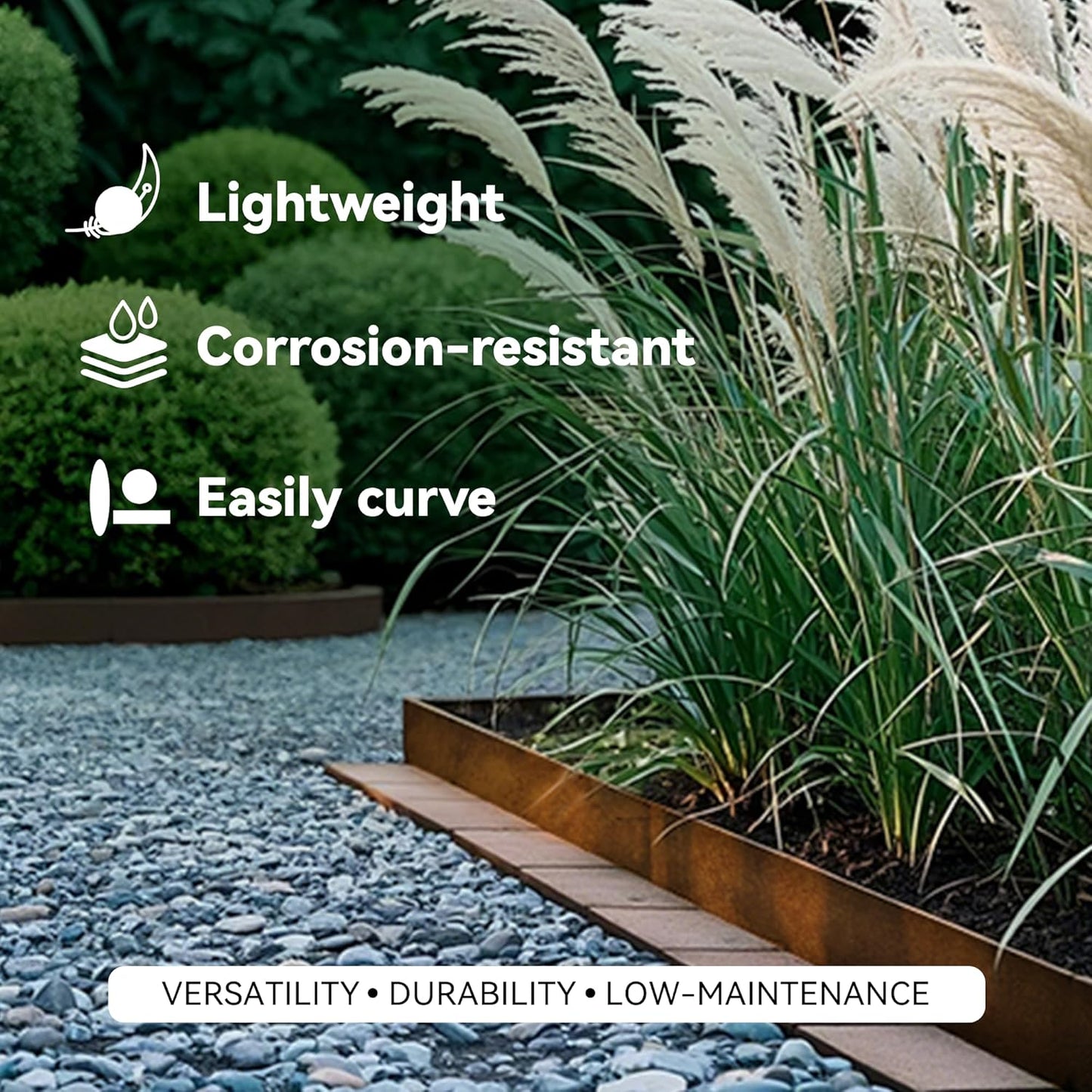 Worth Galvanized Steel Landscape Edging 6" x50' Metal Garden Edging Roll Flexible Bender Border with 16Pcs Stakes for Lawn, Flower Bed Edges, Rust-Like Color
