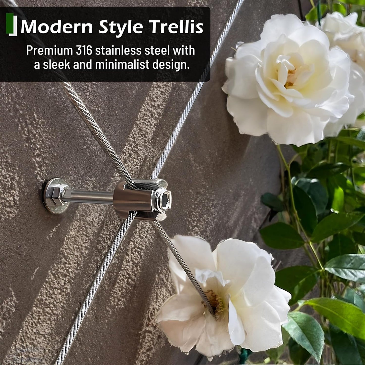 Wire Trellis for Climbing Plants Outdoor, 30-Set Wall Wire Trellis Kit with 1/8in x 150ft Stainless Steel Cable & Cutter, T316 Espalier System for Fence and Garden DIY Projects