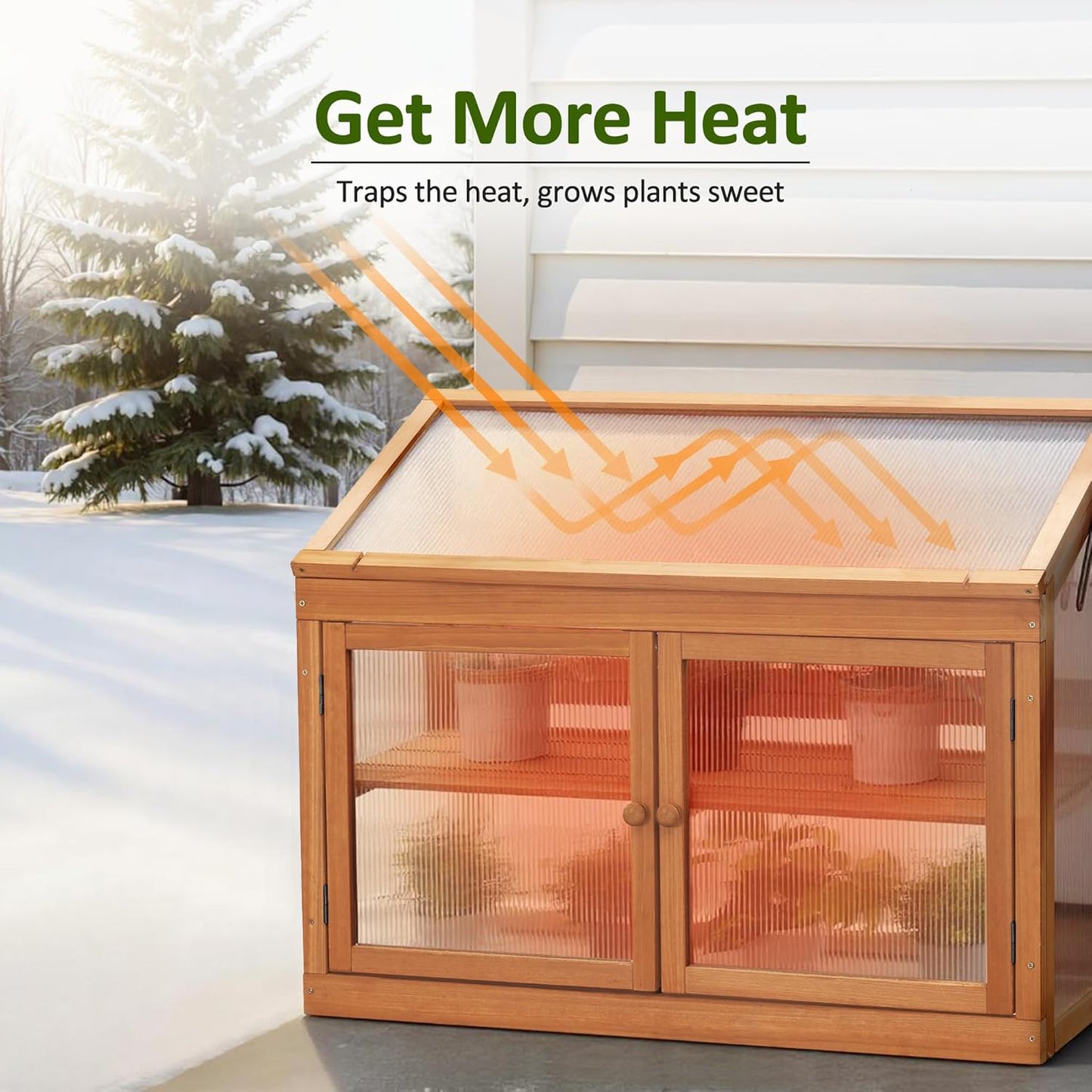 MCombo 2-Tier Wooden Cold Frame Garden Greenhouse Raised Flower Planter Shelf Bed Protection 6057-0160 (Orange)