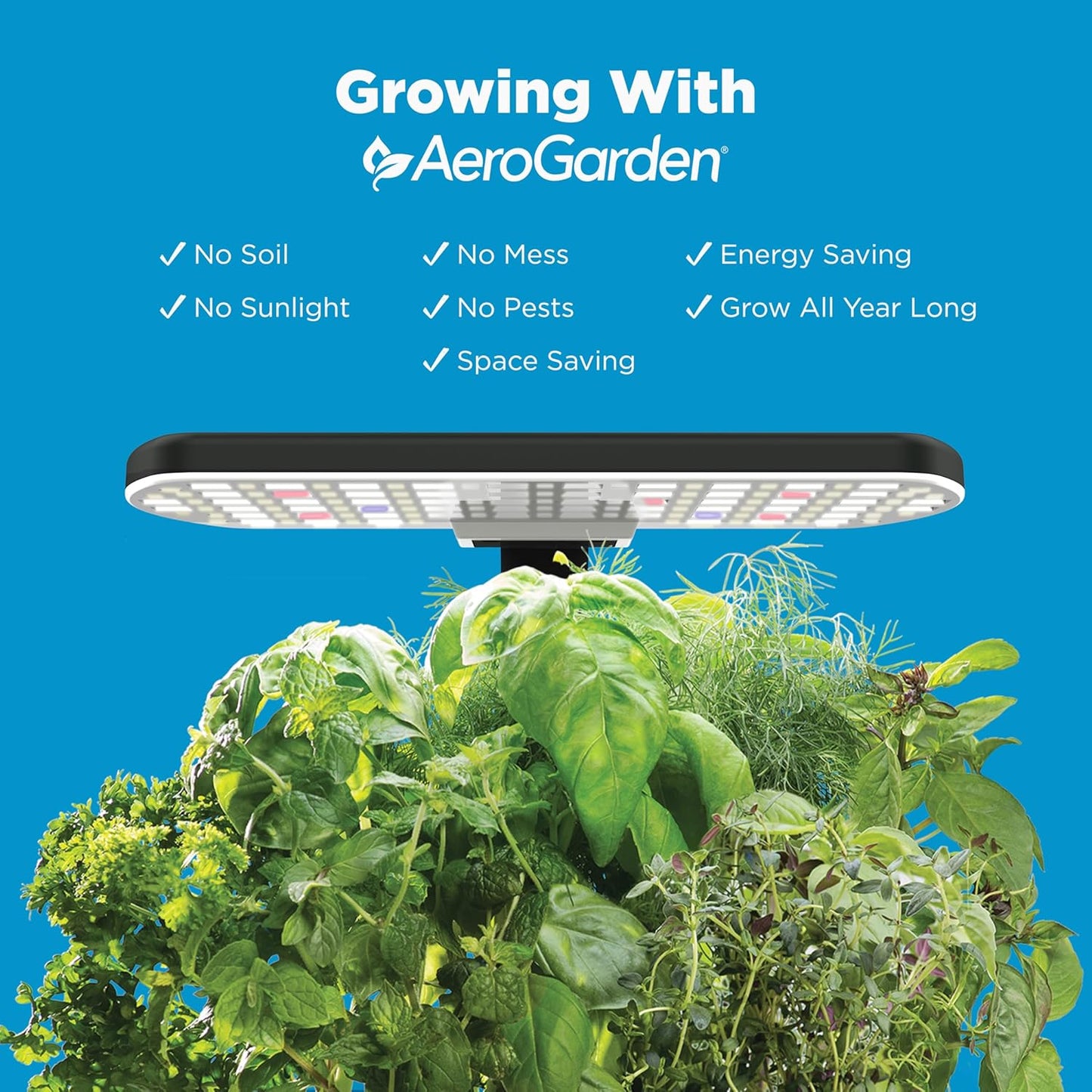 AeroGarden Harvest Lite, Indoor Garden Hydroponic System with LED Grow Light, Holds up to 6 AeroGarden Pods, Black