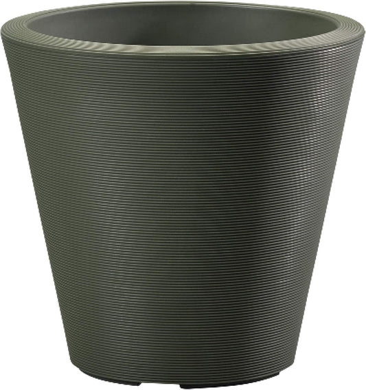 Crescent Garden Madison Planter– Weather-Resistant, Double Walled Indoor/Outdoor Plant Pot with Drain Hole – Durable All-Season Flower Container, 14" W (Olive)