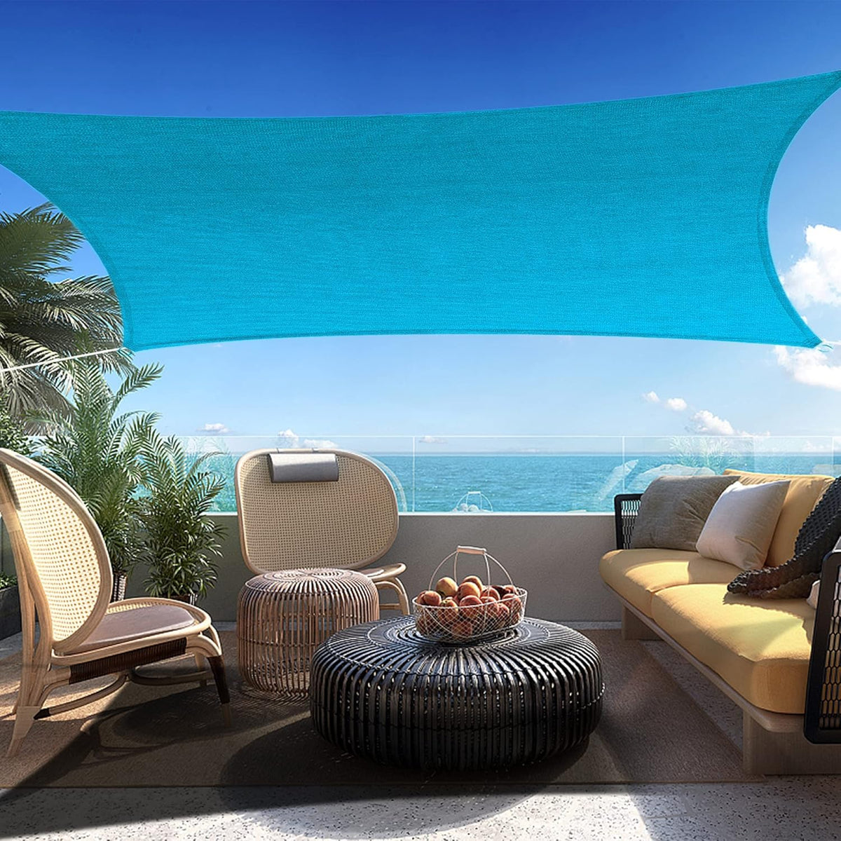 21' x 22' Turquoise Rectangle Sun Shade Sail SSP1212 Canopy Durable Fabric UV Block Awning,We Make Custom Orders