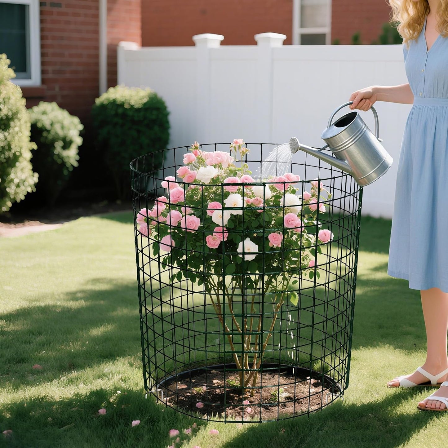 16pcs Plant Protectors from Animals, 20"x 12" Wire Plant Protector, Wire Cages for Plants with Stakes and Cable Ties, Metal Plant Cages for Plants, Vegetables, Flowers