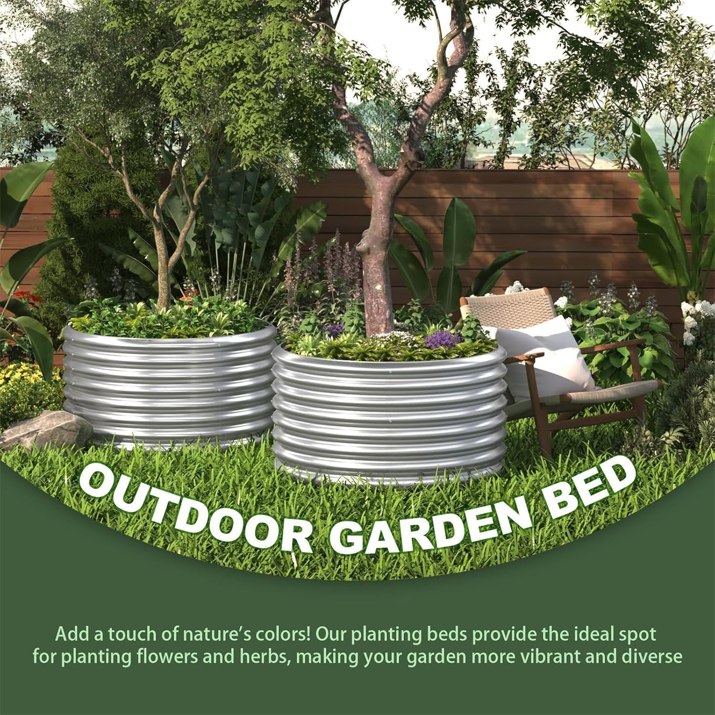 4 Pack 2x2FT Round Galvanized Raised Garden Bed Outdoor,Metal Garden Bed for Vegetables,Steel Raised Beds for Gardening,Above Ground Garden Box for Flower