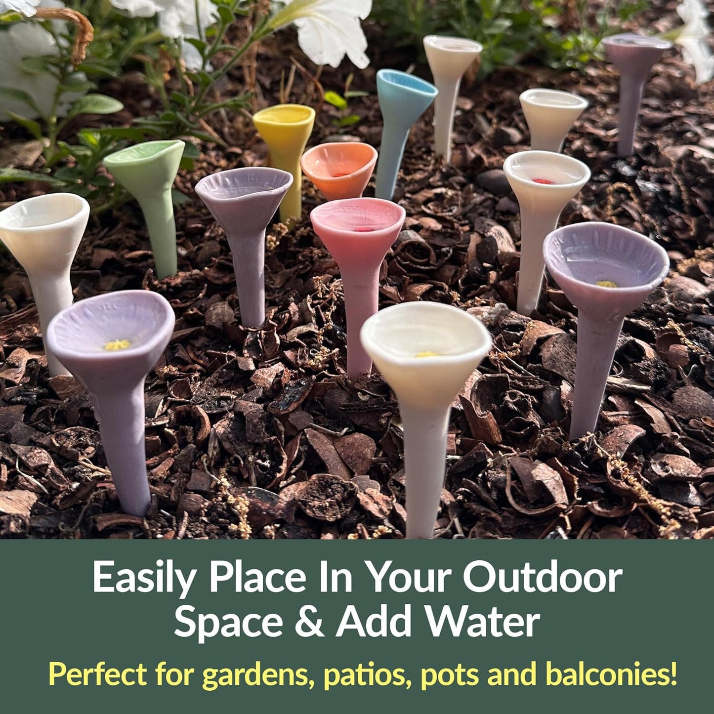 Patented Bee Butterfly Watering Station, Garden Decor, with Pollinator Attracting Ultraviolet Glaze, 100% Porcelain, 100% Handmade, Plastic Free (5, Passion Flower Purple)