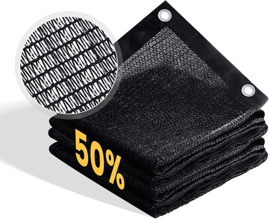 VICLLAX 50% Shade Cloth, 6x16FT Durable Black Mesh Trap with Every 3 FT Grommet, Sun Shade Fabric Netting for for Plants Cover, Greenhouse, Chicken Coop, Barn Kennel, Garden Patio
